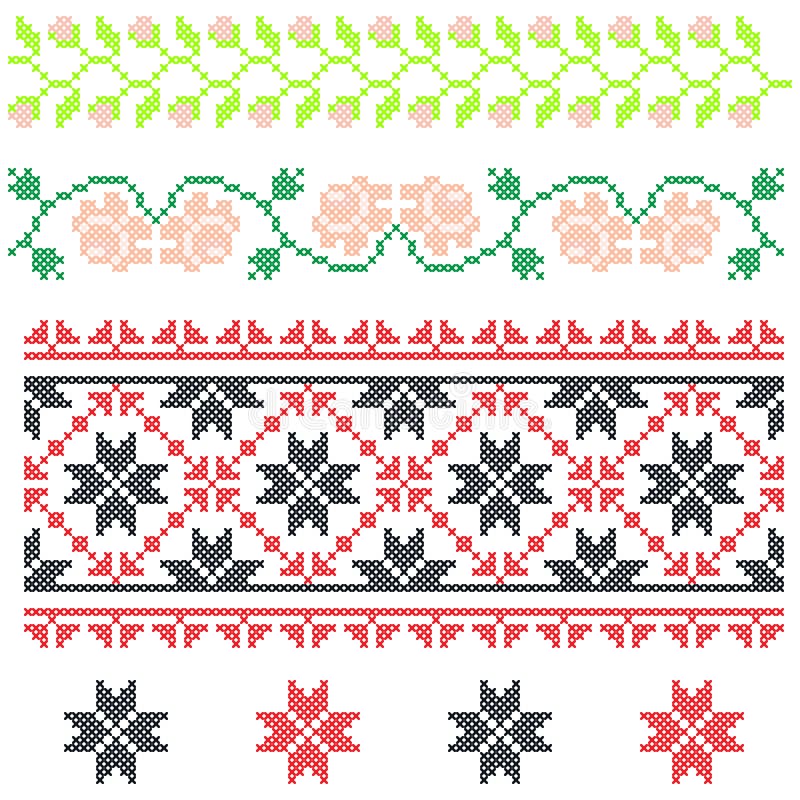 Cross Stitch Embroidery, National Ukrainian Pattern, Ornament, Vector