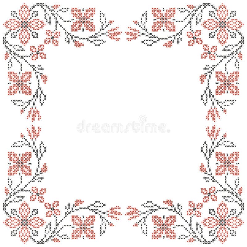 Cross-stitch embroidery in Ukrainian style stock illustration Cross-stitch embroidery in Ukrainian style stock illustration