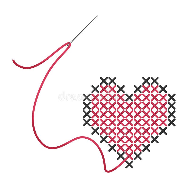 Needle Red Thread Heart Stock Illustrations – 366 Needle Red Thread ...