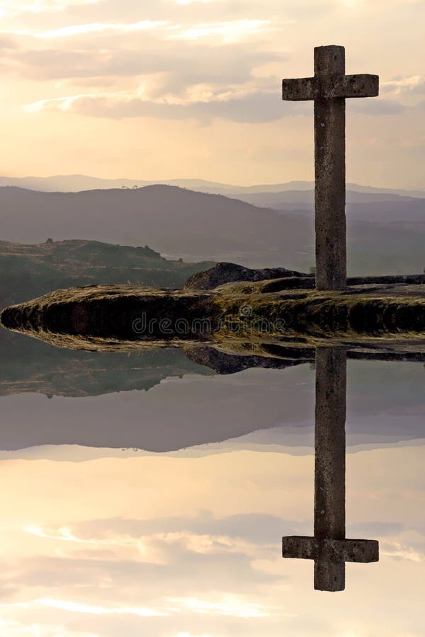 Cross in sunset