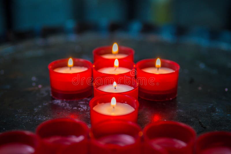 Votive Candles Forming The Cross Stock Photo - Image of religion, jesus ...