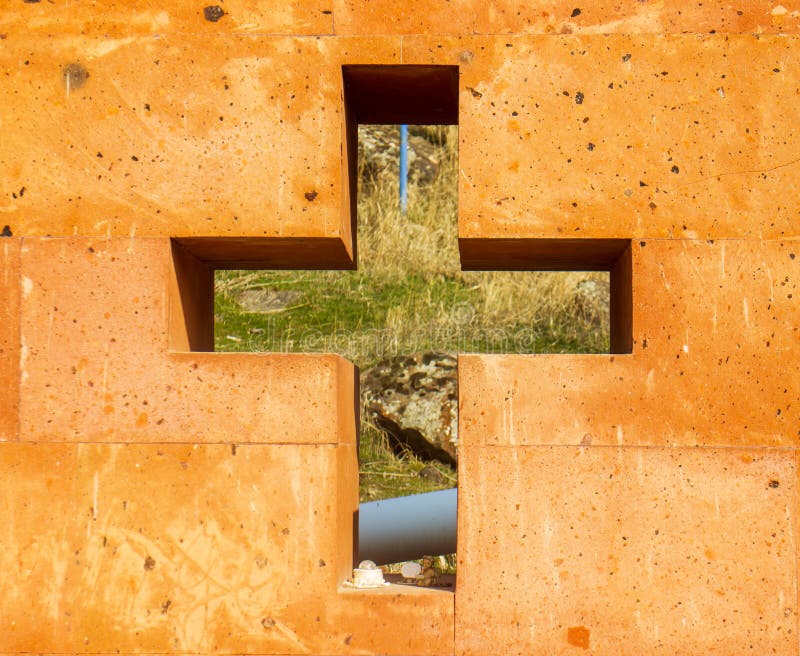 The cross in the wall stock photo. Image of design, brown 175844042