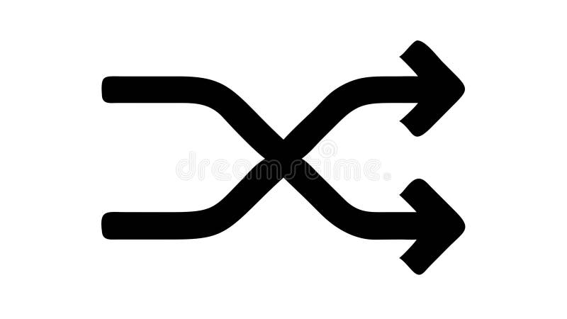 Crossed Arrows Icon zur Verkleinerung zufälliger Funktionen oder zum Mix von Vektordesign Generative AI. Ein Symbol mit zwei gekreuzten Pfeilen, die normalerweise zufällige Wiedergabe- oder Mischelemente darstellen. Diese vielseitige Grafik eignet sich ideal für Musikspieler, die über eine Gaming-Schnittstelle Daten-Randomisierung oder Präsentationstools verfügen. Es vermittelt Unberechenbarkeit und abwechslungsreiche Auswahl in einem klaren Design Vektordesign Generative AI