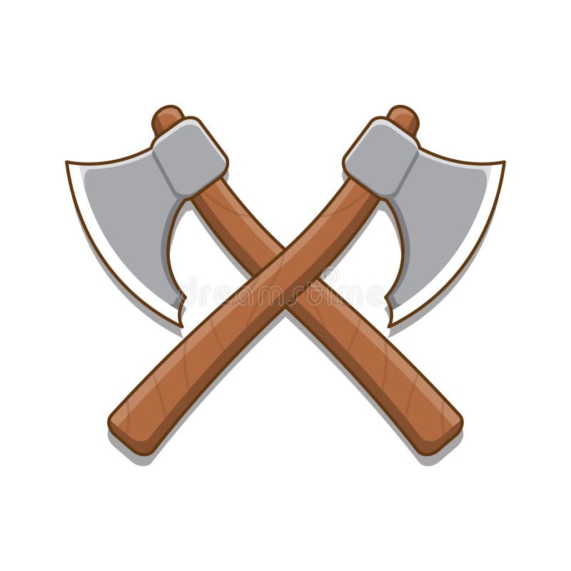 Crossed axes cartoon stock vector. Illustration of forest 233341431