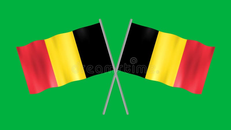 Crossed Belgium Flag in Waving Motion Isolated Stock Illustration ...