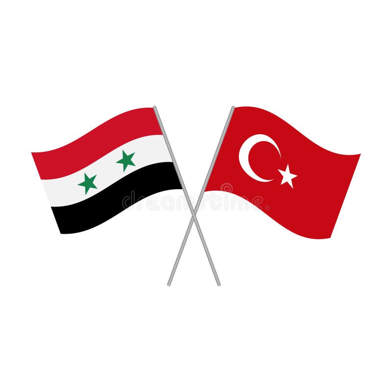 Crossed Flags of Turkey and Syria Vector Stock Vector Illustration of