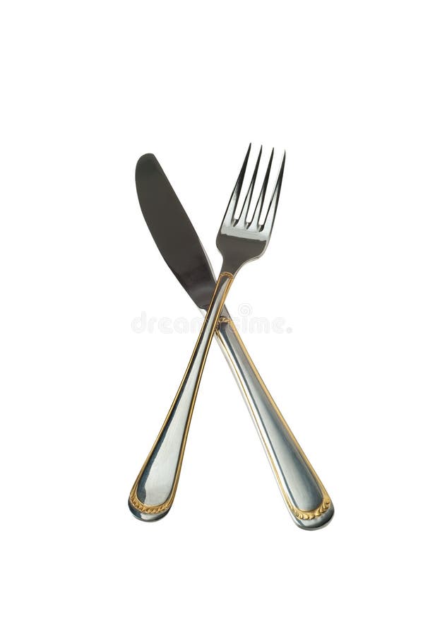 Crossed Fork and Knife stock photo. Image of plate, isolated 13372424