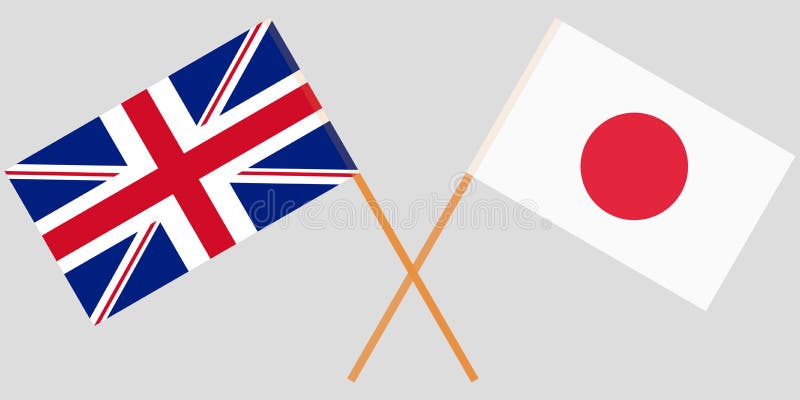 The crossed Japan and UK flags. Official colors. Vector stock illustration The crossed Japan and UK flags. Official colors. Vector stock illustration