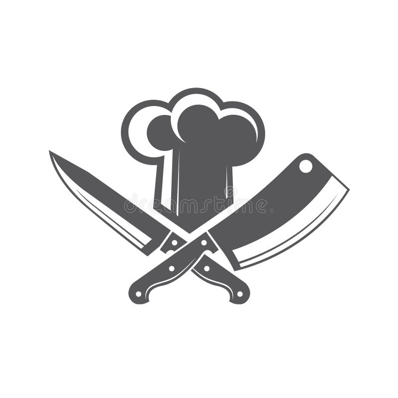 Crossed Knives and Chef Hat Stock Vector - Illustration of