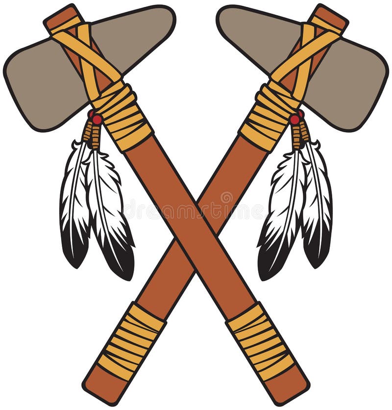 Crossed native American tomahawk vector stock illustration