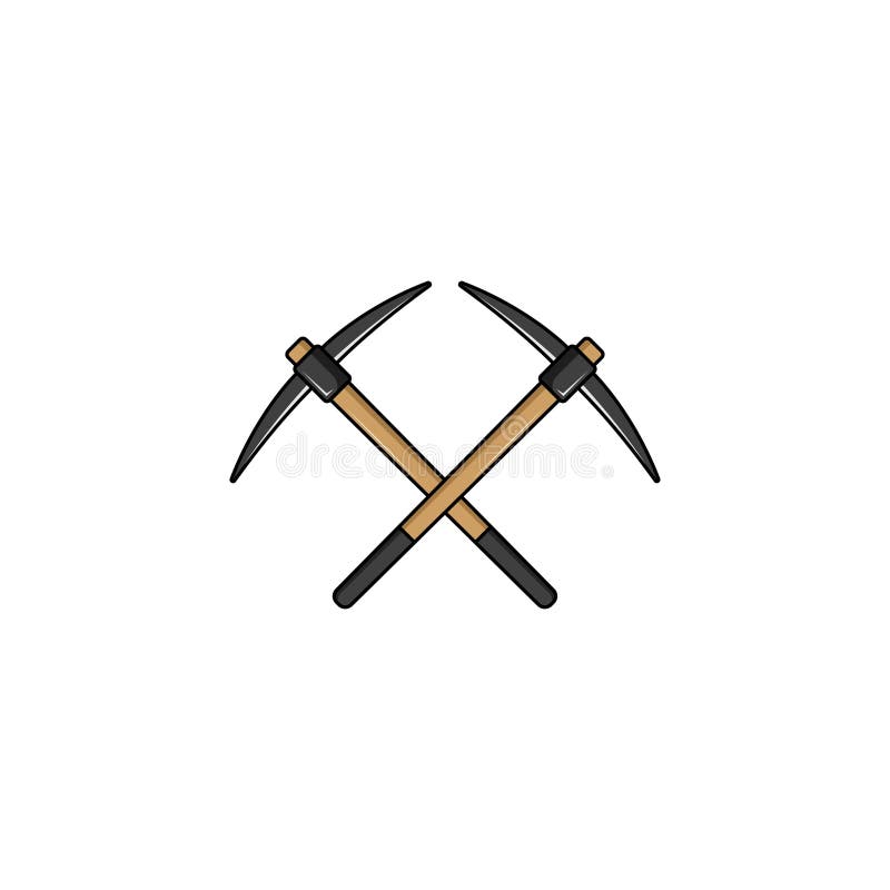 Crossed Pickaxes Mining Tool Vector Graphics Stock Vector