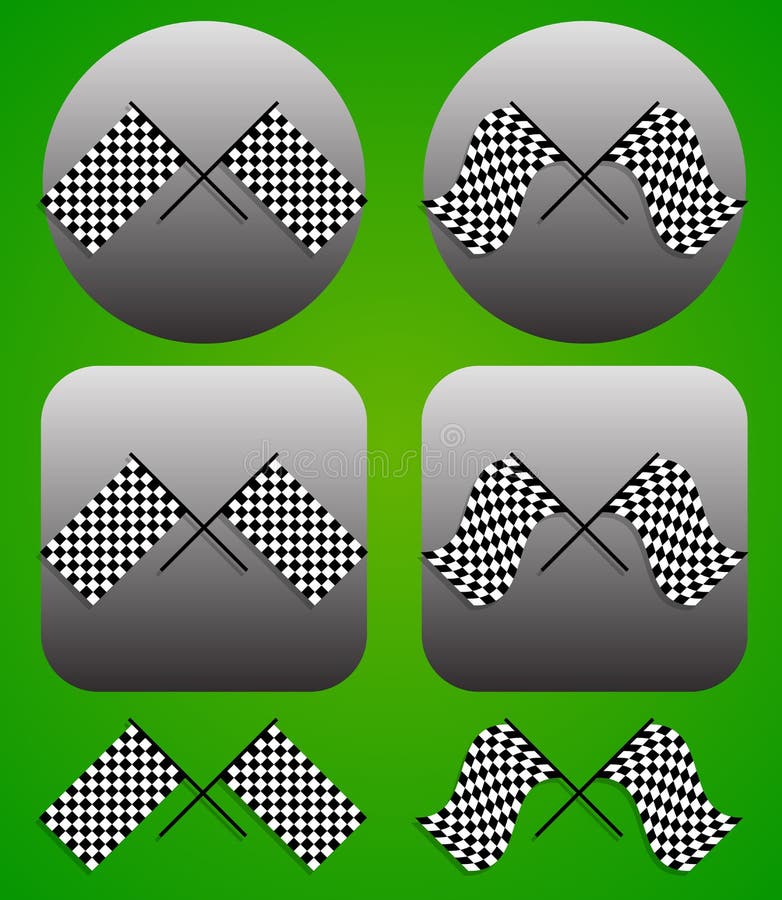 Crossed Racing Flag Set. Resting and Waving Version. Stock Vector