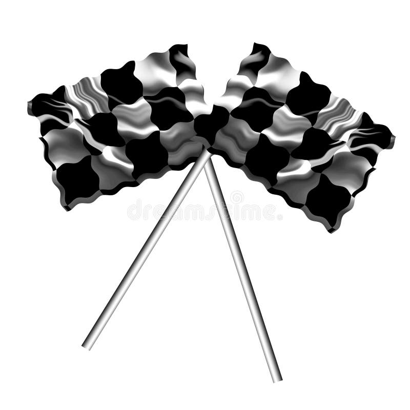 Two Crossed Racing Flags Isolated Icon Stock Vector Illustration of