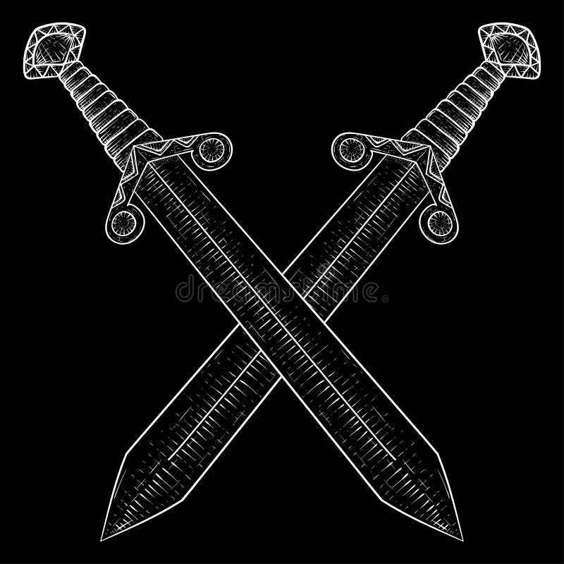 Crossed swords. Hand drawn sketch - Stock Illustration [39008967] - PIXTA