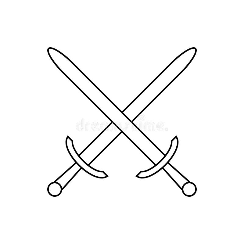 Crossed Swords Icon on White Background for Your Design or Logo. Vector  Illustration. Outline Style. Stock Vector