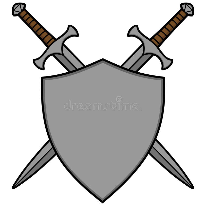 Crossed sword. Medieval knight weapon. Soldier item. Symbol of war and  battle. Logo and coat of arms. Cartoon flat illustration. Two Sharp blade  and handle of blade 27894135 Vector Art at Vecteezy
