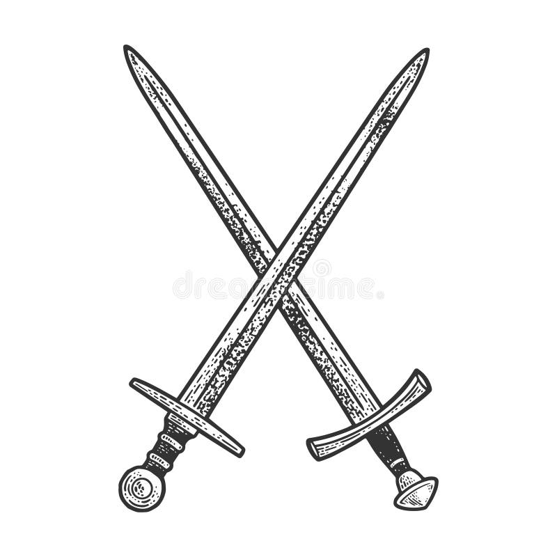 Two realistic crossed swords with golden handle Vector Image