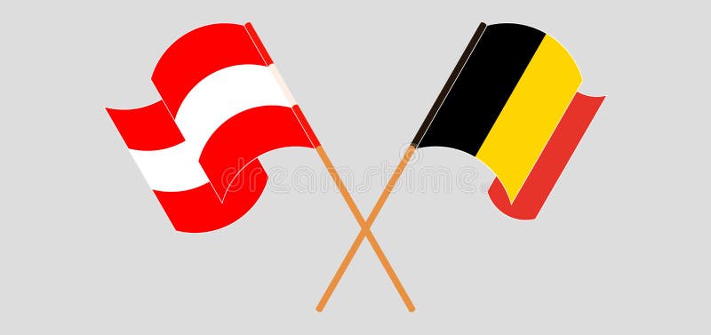 Crossed and Waving Flags of Belgium and Austria Stock Vector ...
