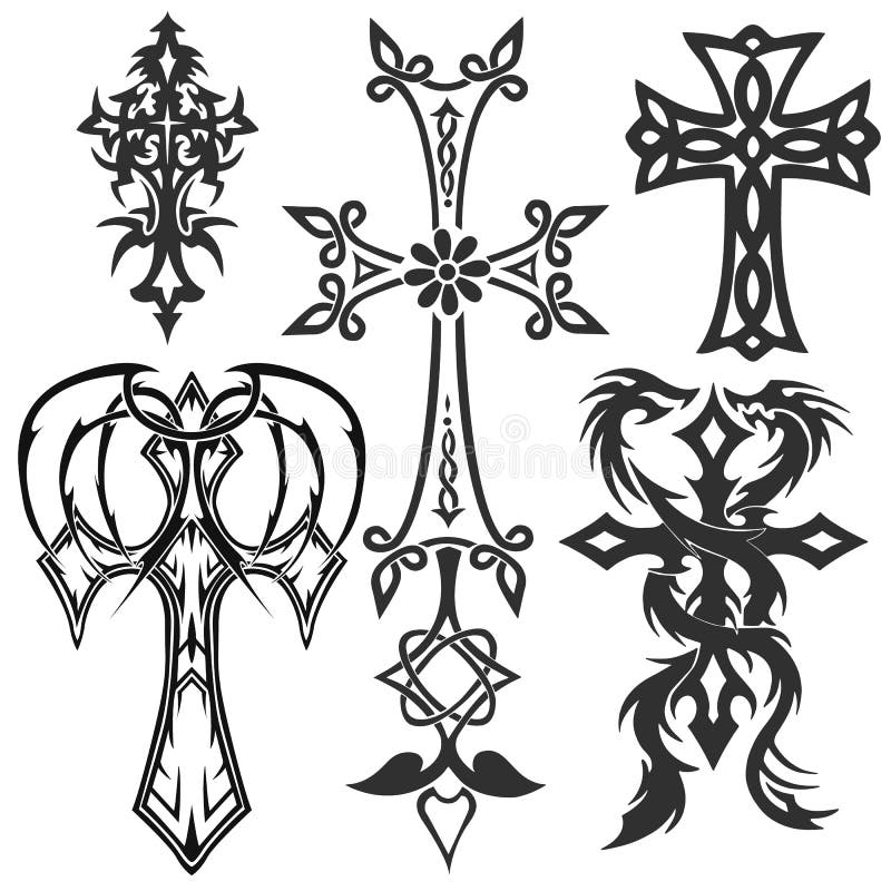 Crosses Crucifix. Religious Design Elements Illustration Stock ...