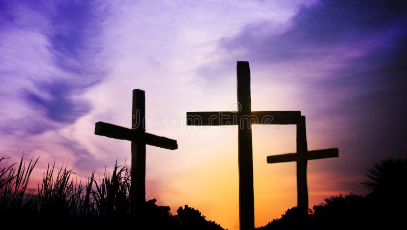 3 crosses on the mountain in good friday.