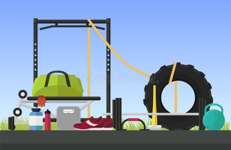 Crossfit mieszkania stylu wektoru ilustracja ilustracji Crossfit mieszkania stylu wektoru ilustracja ilustracji