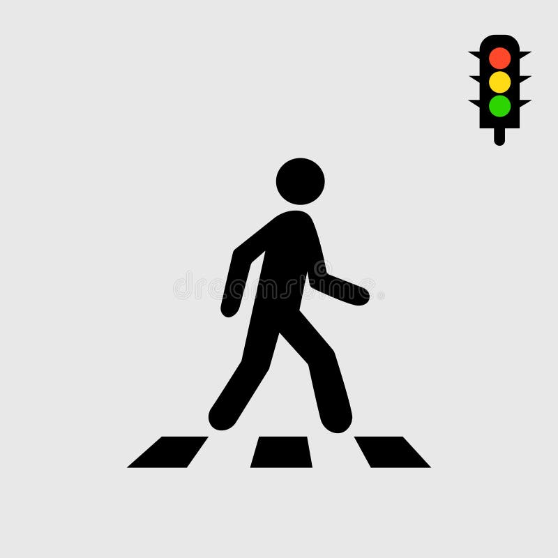 Crosswalk e pedone Fondo grigio Illustrazione di vettore illustrazione vettoriale Crosswalk e pedone Fondo grigio Illustrazione di vettore illustrazione vettoriale