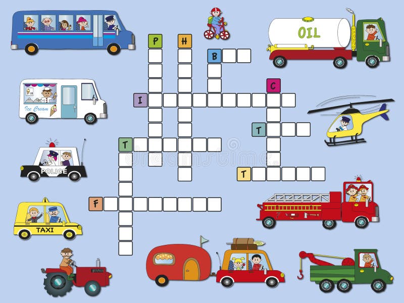 Vector Crossword in English, Education Game for Children about Family