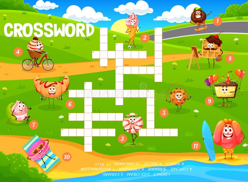 Crossword Grid with Candy and Dessert Characters Stock Illustration Crossword Grid with Candy and Dessert Characters Stock Illustration