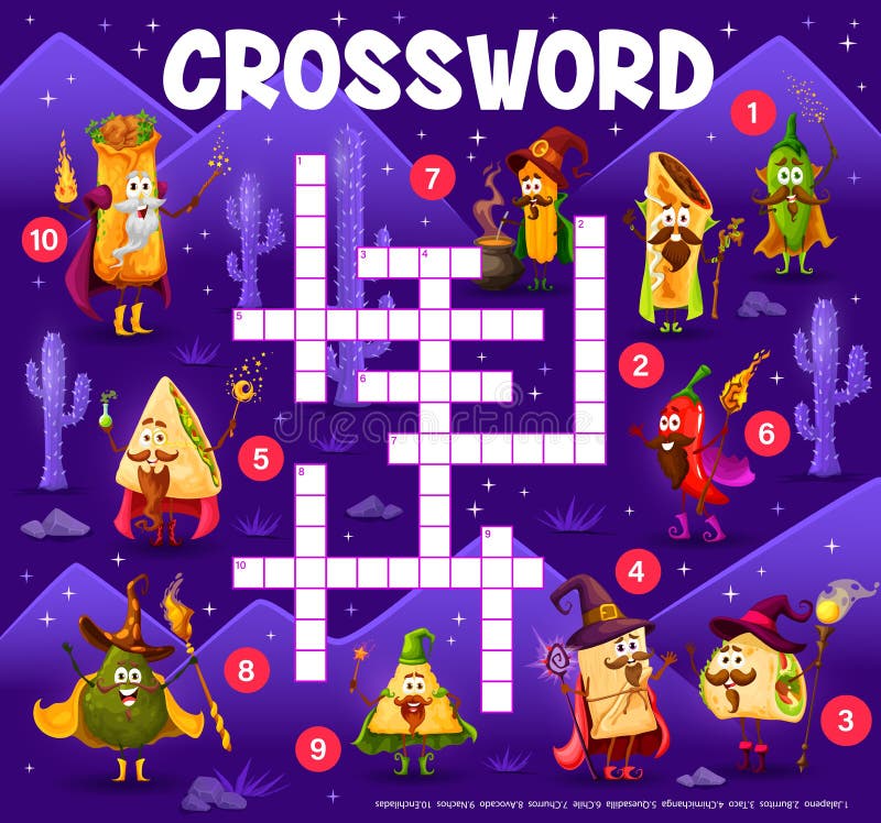 Crossword Grid Cartoon Tex Mex Mexican Food Wizard Stock Vector Crossword Grid Cartoon Tex Mex Mexican Food Wizard Stock Vector