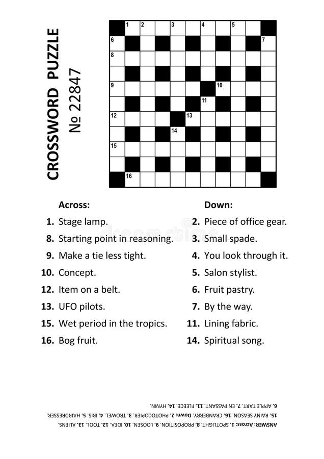 Crossword Puzzle Game 22847. Answer Included. Stock Vector Illustration of children, design