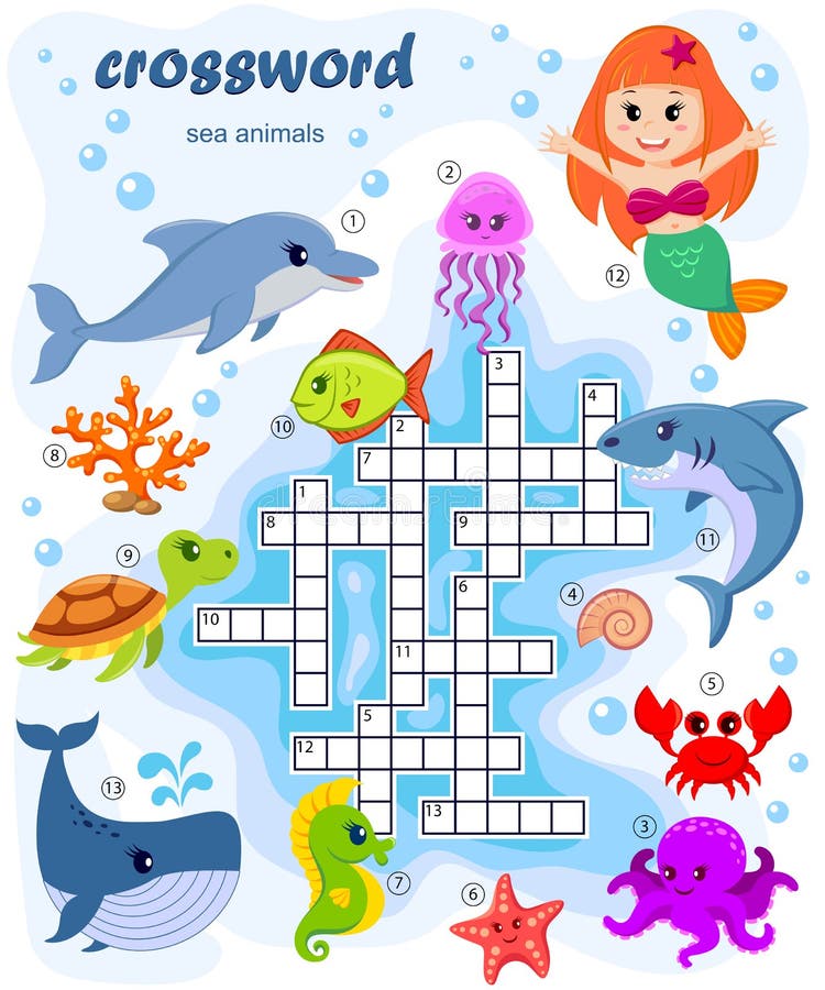 Crossword puzzle game of sea animals