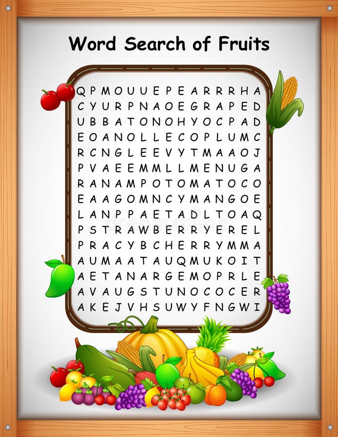 Illustration of Crossword puzzles word find fruit for kids games