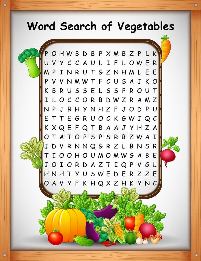 Illustration of Crossword puzzles word find vegetables for kids games