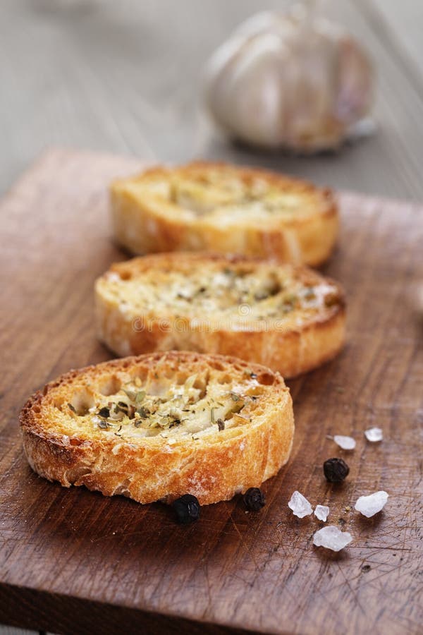 Crostini with Olive Oil and Garlic Stock Photo Image of appetizer