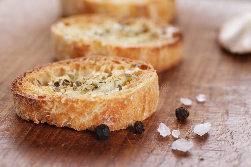 Crostini with Olive Oil and Garlic Stock Image Image of crostini