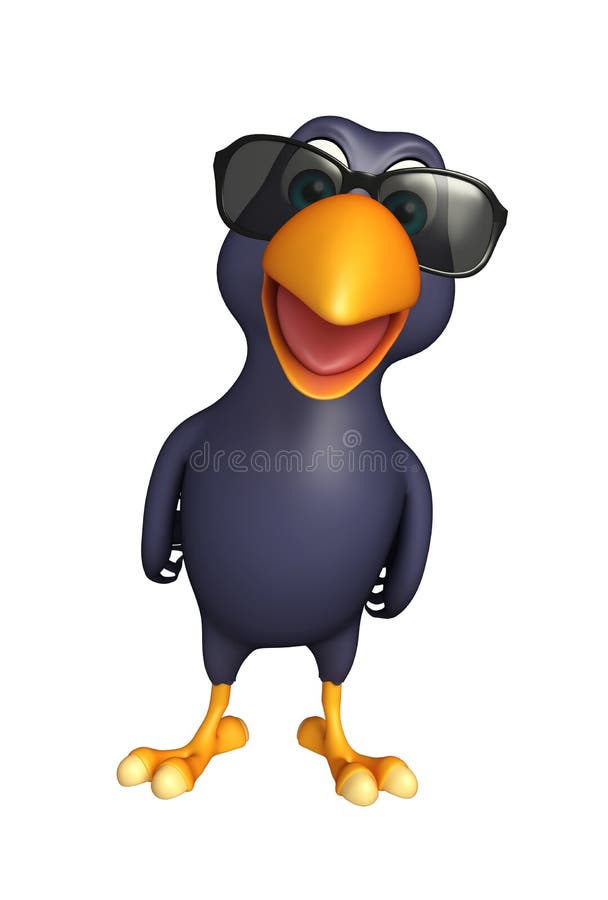 Crow Cartoon Character with Sunglass Stock Illustration Illustration