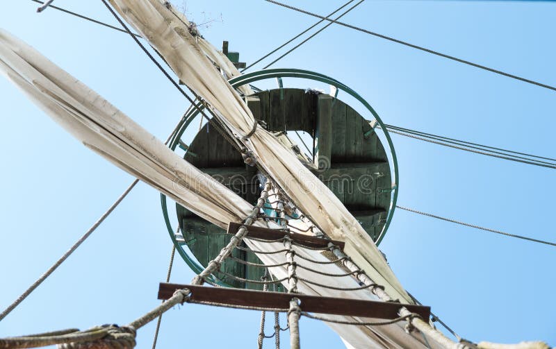 Crow's nest on the mainmast of a ship. stock image Crow's nest on the mainmast of a ship. stock image