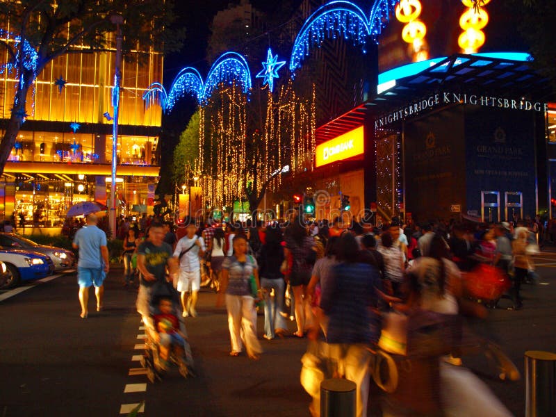 Crowd at Christmas Light Up stock image
