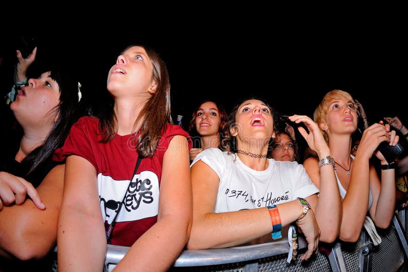Crowd in a concert at Dcode Festival royalty free stock photos
