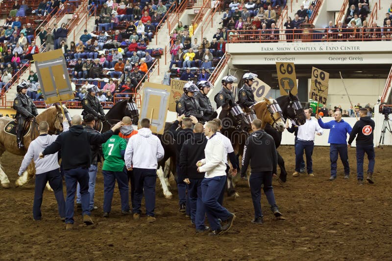 Controlling crowds. Harrisburg u.s. pa. Farmer show Medal.