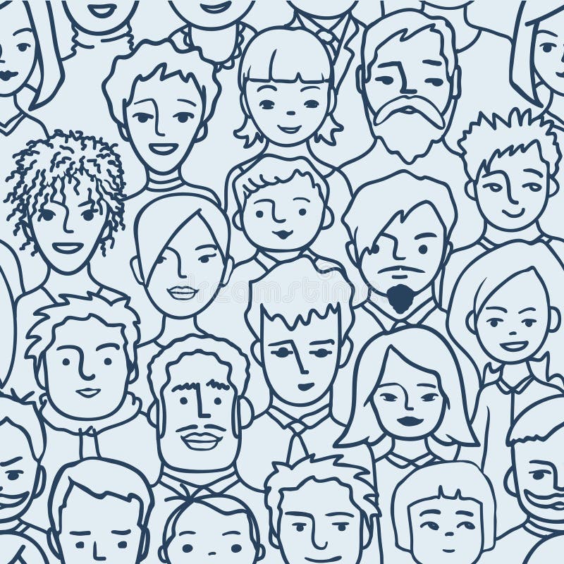 Crowd, diverse persons seamless pattern royalty free illustration