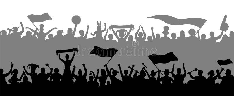 Crowd Enthusiastes Cheering Silhouettes Stock Vector - Illustration of  jester, baseball: 117599043