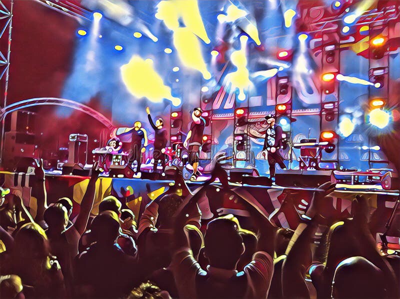 Crowd of people on concert digital illustration for background royalty free illustration Crowd of people on concert digital illustration for background royalty free illustration