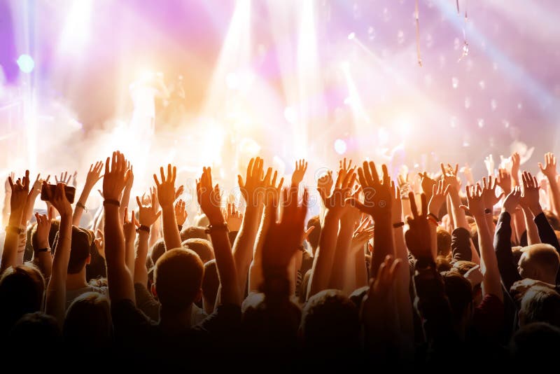 Crowd with Raised Hands on Music Concert Stock Photo - Image of live,  arena: 147108558