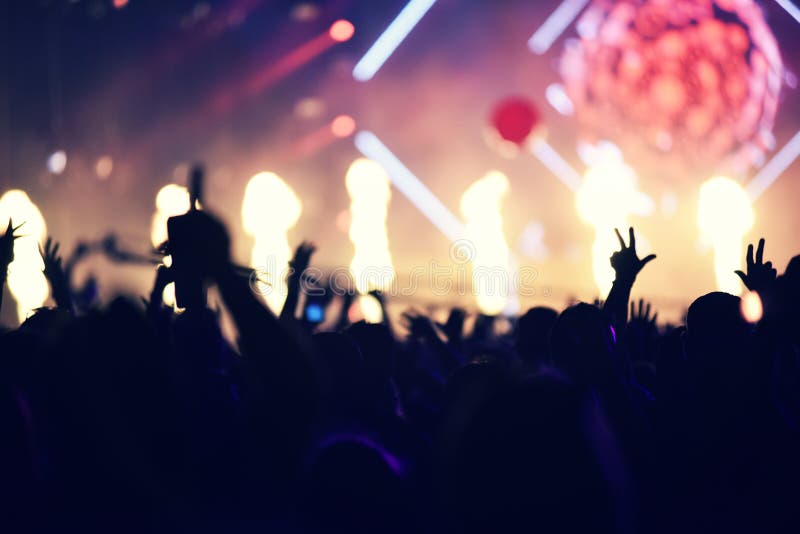 Crowd Rocking during a Concert with Raised Arms. Stock Photo - Image of ...