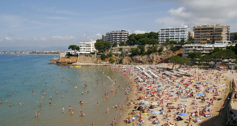 Crowded beach royalty free stock photo
