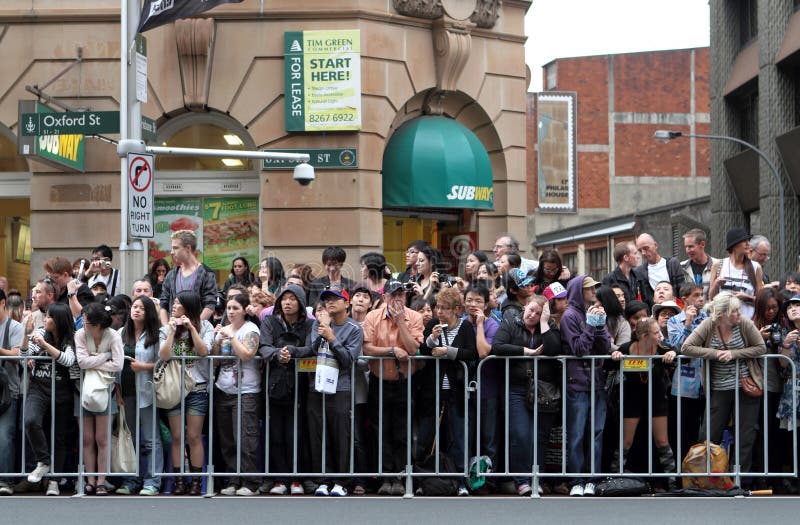 Crowded Sydney Mardi Gras 2011 Audience stock photo