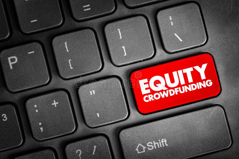 Crowdfunding online aanbieding van effecten van particuliere ondernemingen aan een groep mensen voor beleggingstekst op de knop