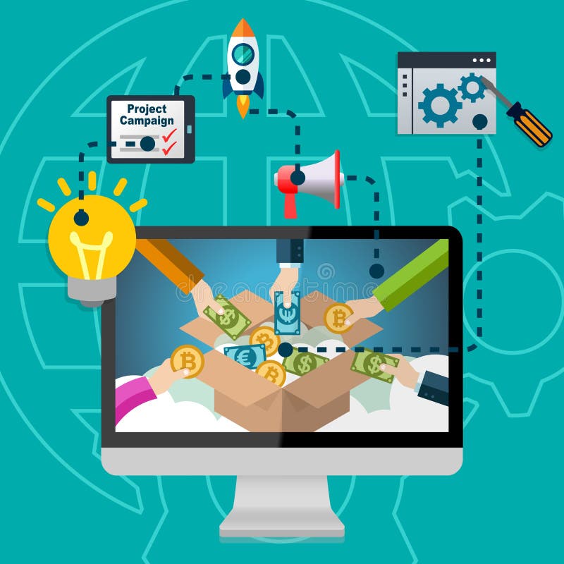Crowdfunding process Infographic stock illustrationer Crowdfunding process Infographic stock illustrationer