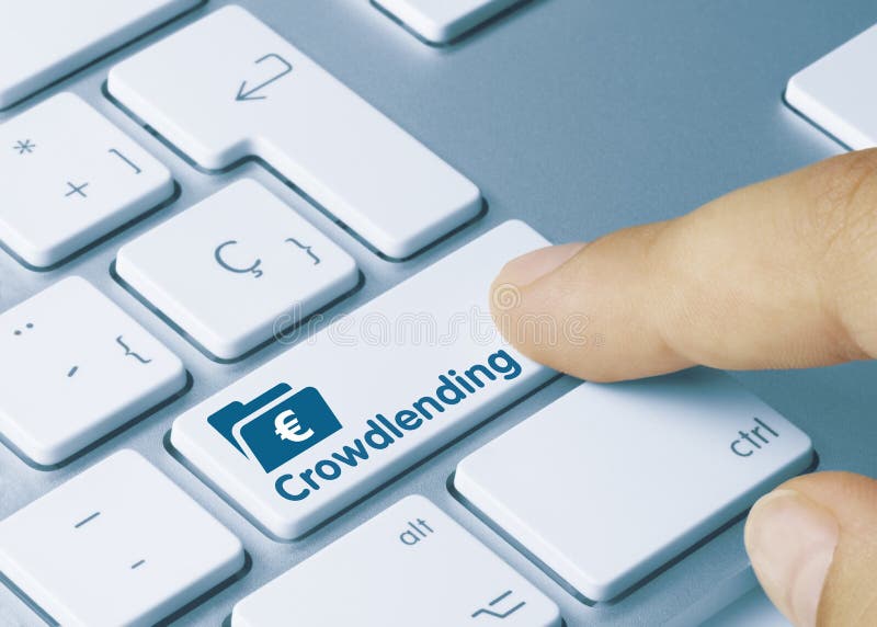 Crowdlending - Inscription on Blue Keyboard Key